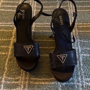 GUESS Black Embellished Sandals